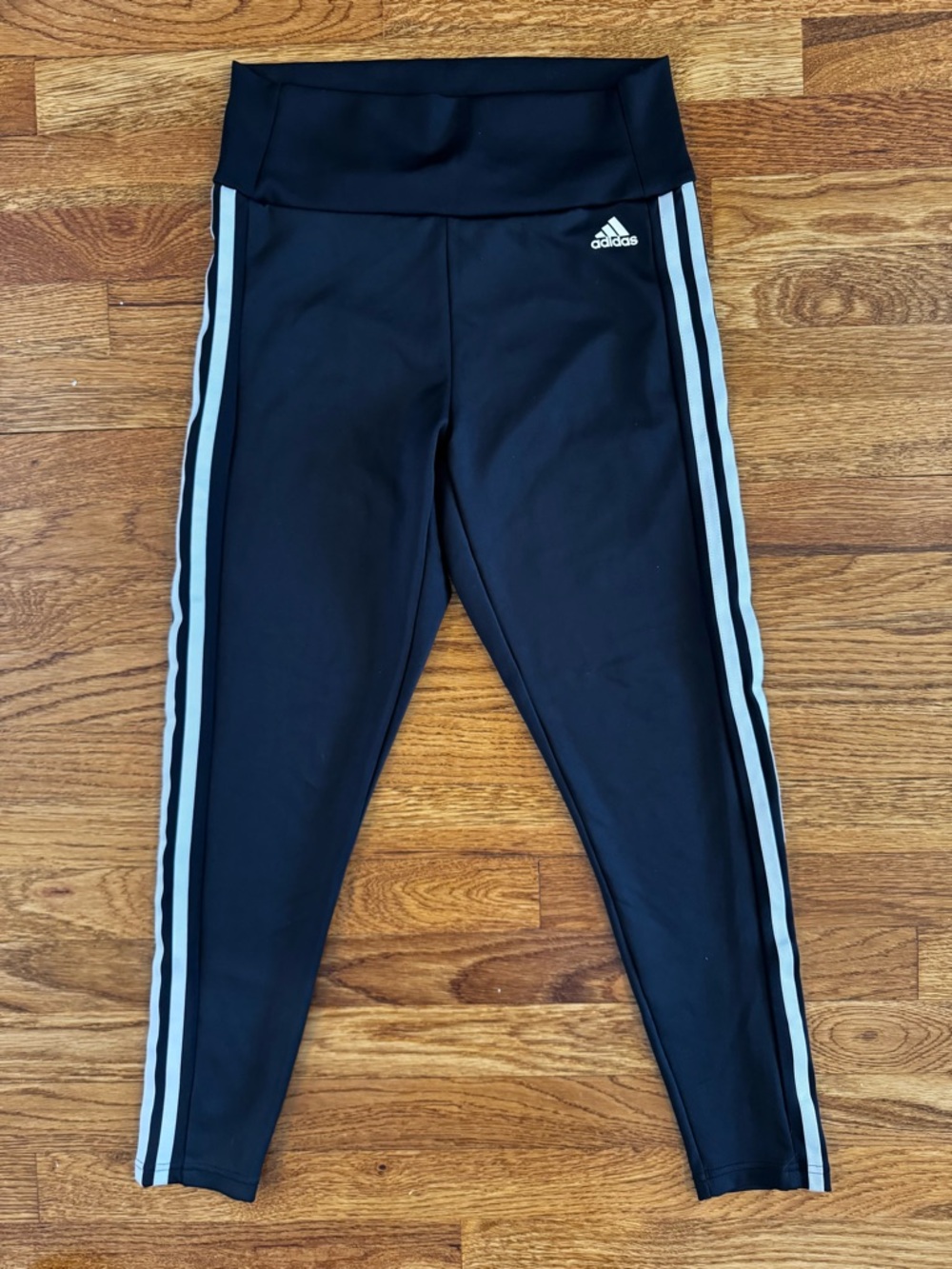 Adidas Black Athletic Leggings with Side Stripes - GC - Size M